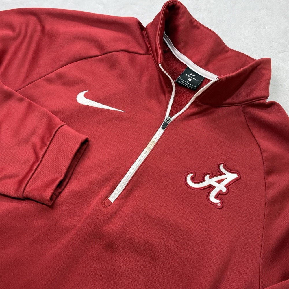 Nike Dri-Fit Alabama Crimson Tide 1/4 Zip Pullover Size L‎ Red Sweater